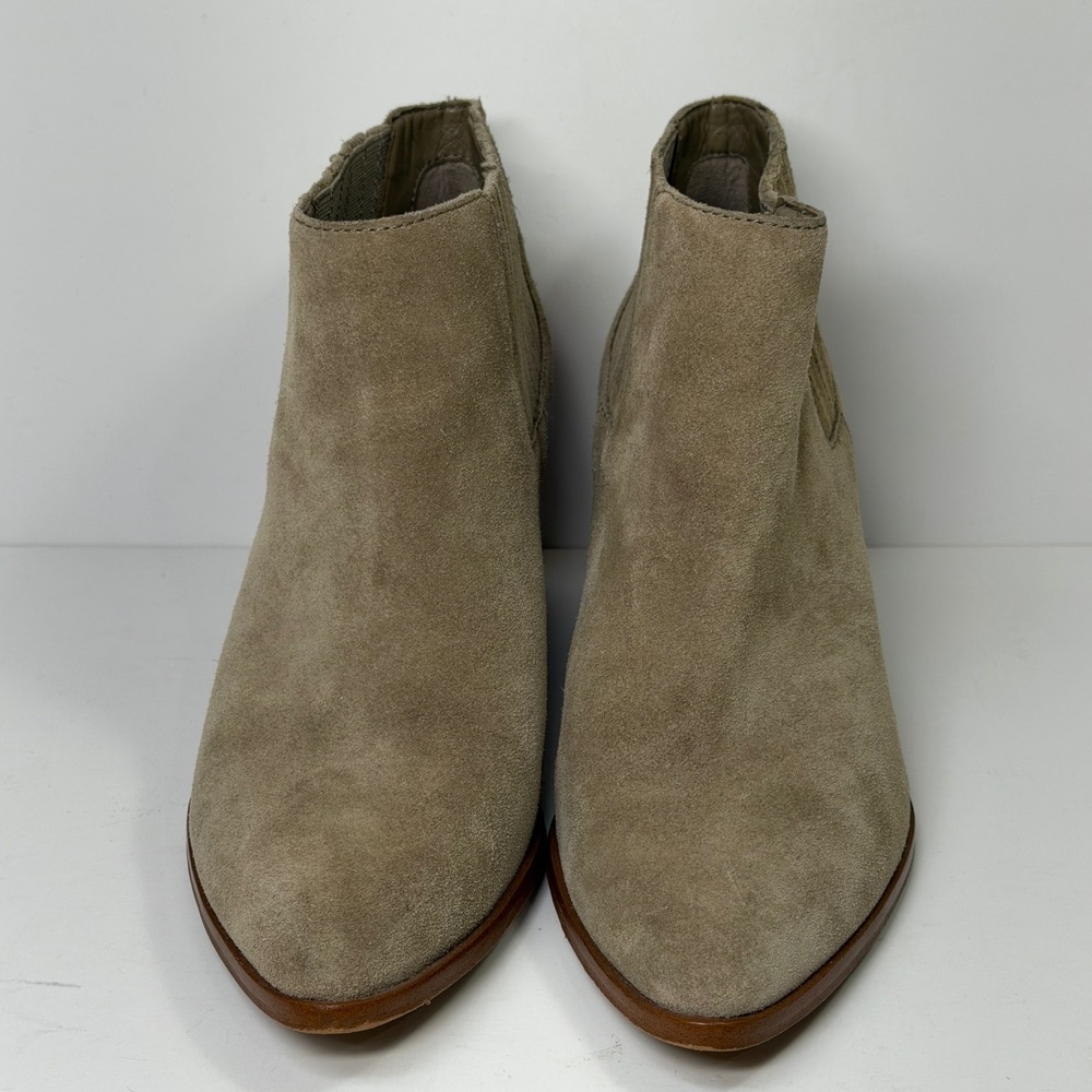 1.STATE Suede Ankle Boots Women 6.5 Taupe Western Boho Coastal Cowgirl Going Out
